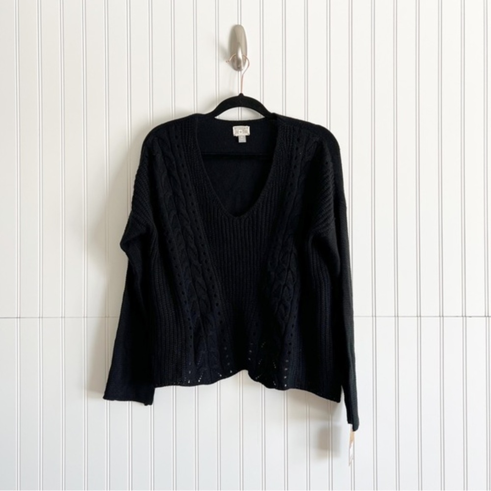 Converse One Star XL Black Cable Knit Sweater